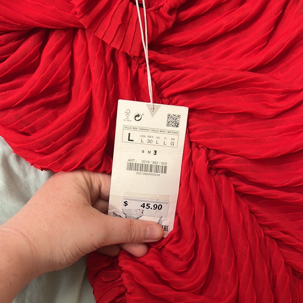 Zara Red Ruched Mini Dress - Picture 4 of 4